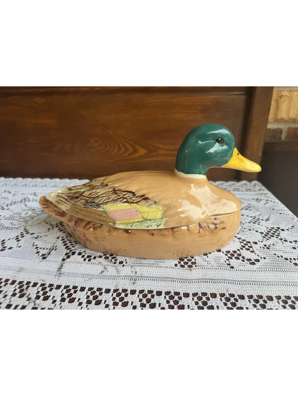 Vintage Ceramic Mallard Duck Covered Dish